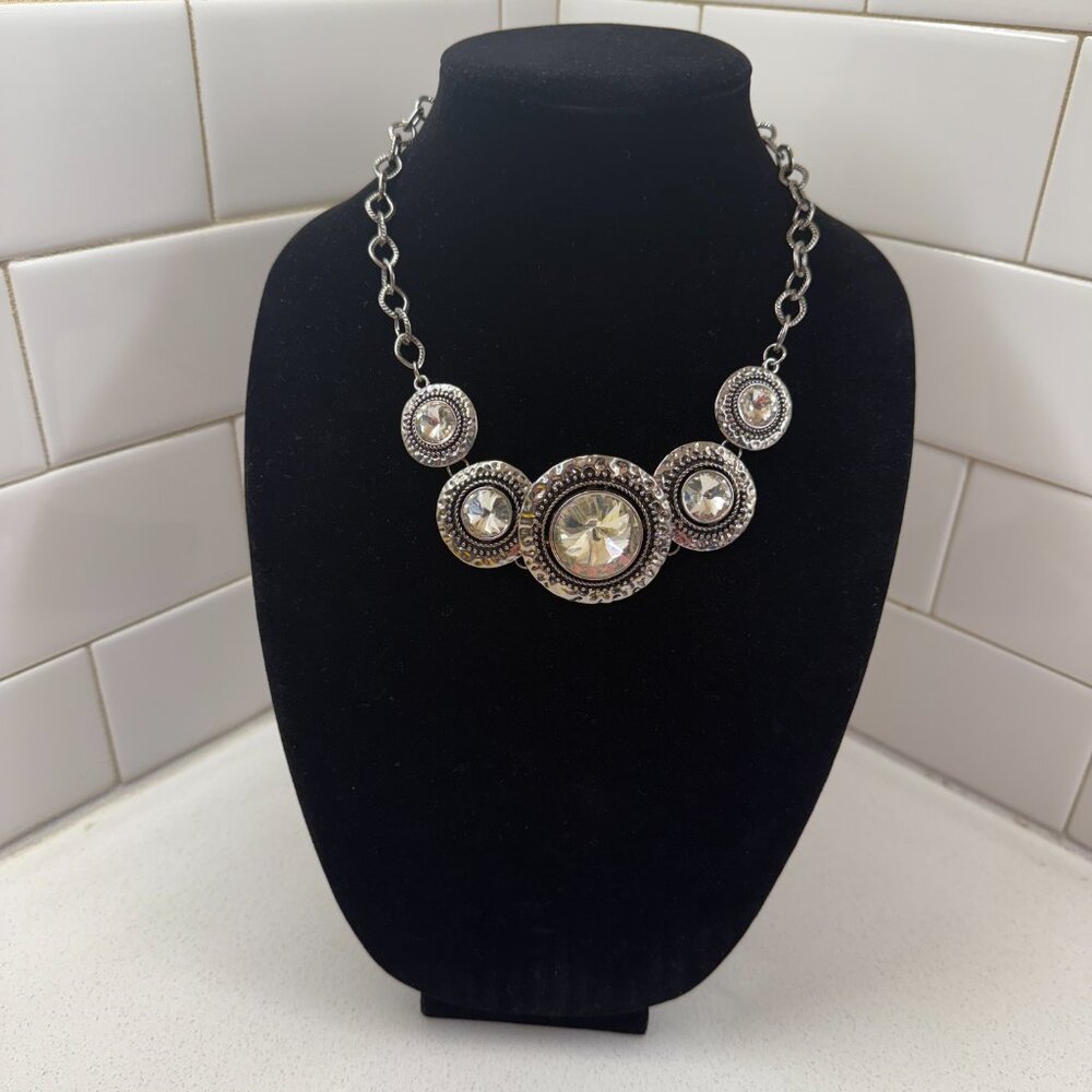 Large Crystal And Metallic Statement Necklace - image 6